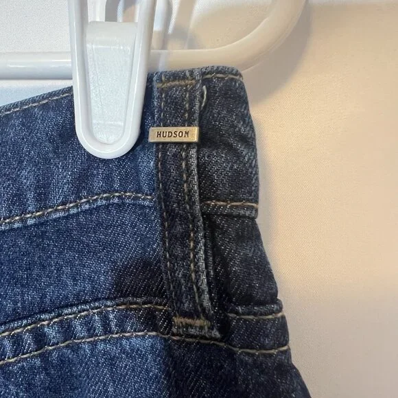 Hudson Anthropologie Women Jeans Holly Wide Leg Cropped Size 32 Blue Denim Zip - Picture 14 of 16